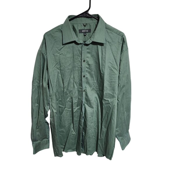 Kenneth Cole Button Front Shirt Mens Size XL Green Long Sleeve Top Business - Picture 1 of 3
